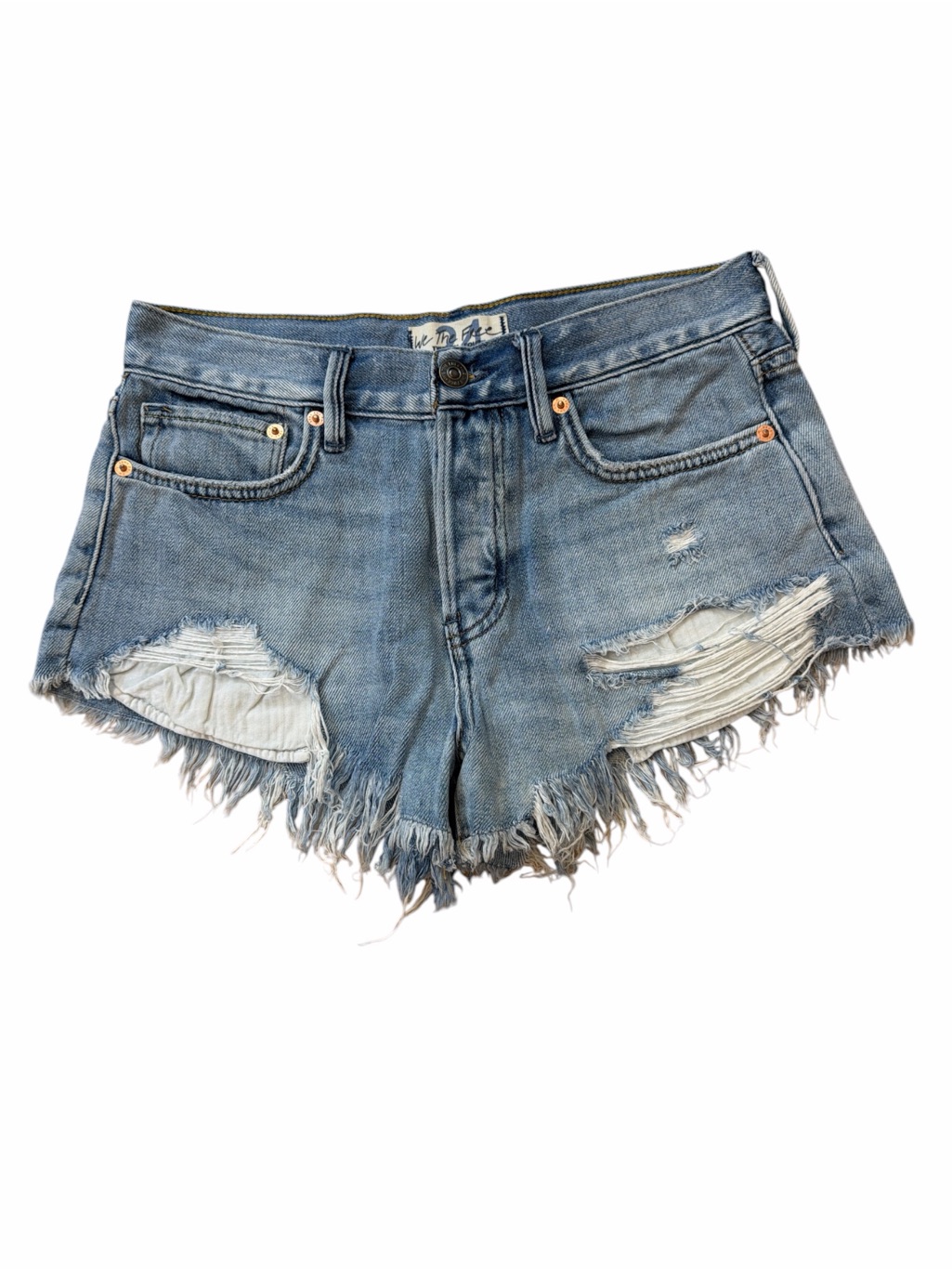 We The Free Distressed Blue Denim Cutoff Shorts